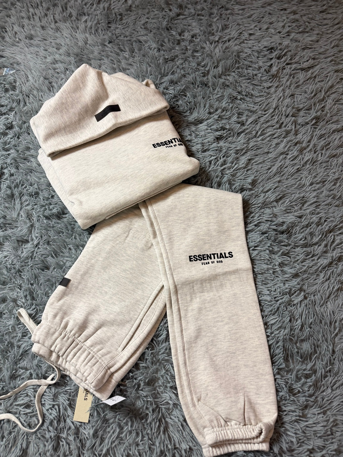 Fear of God Essentials matching hoodie and joggers detail