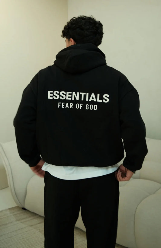 Fear of God Essentials Hoodie – Black / White