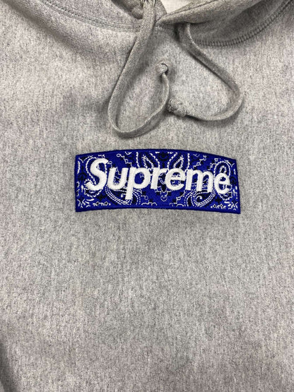 Grey Supreme hoodie bandana box logo blue m