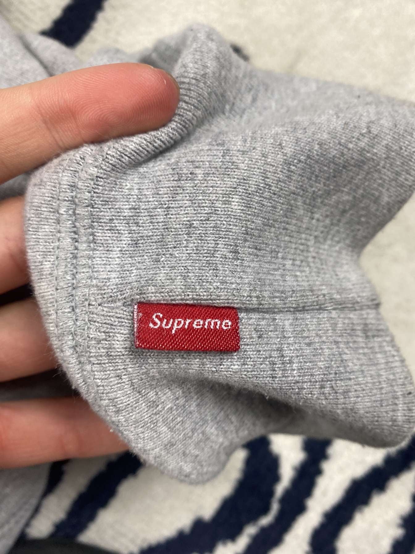 Grey Supreme hoodie bandana box logo blue m