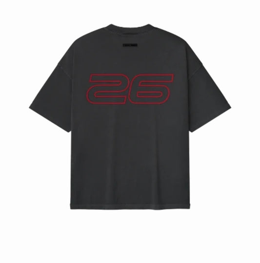 Fear of God Essentials 90s Iron Grey Red T-Shirt