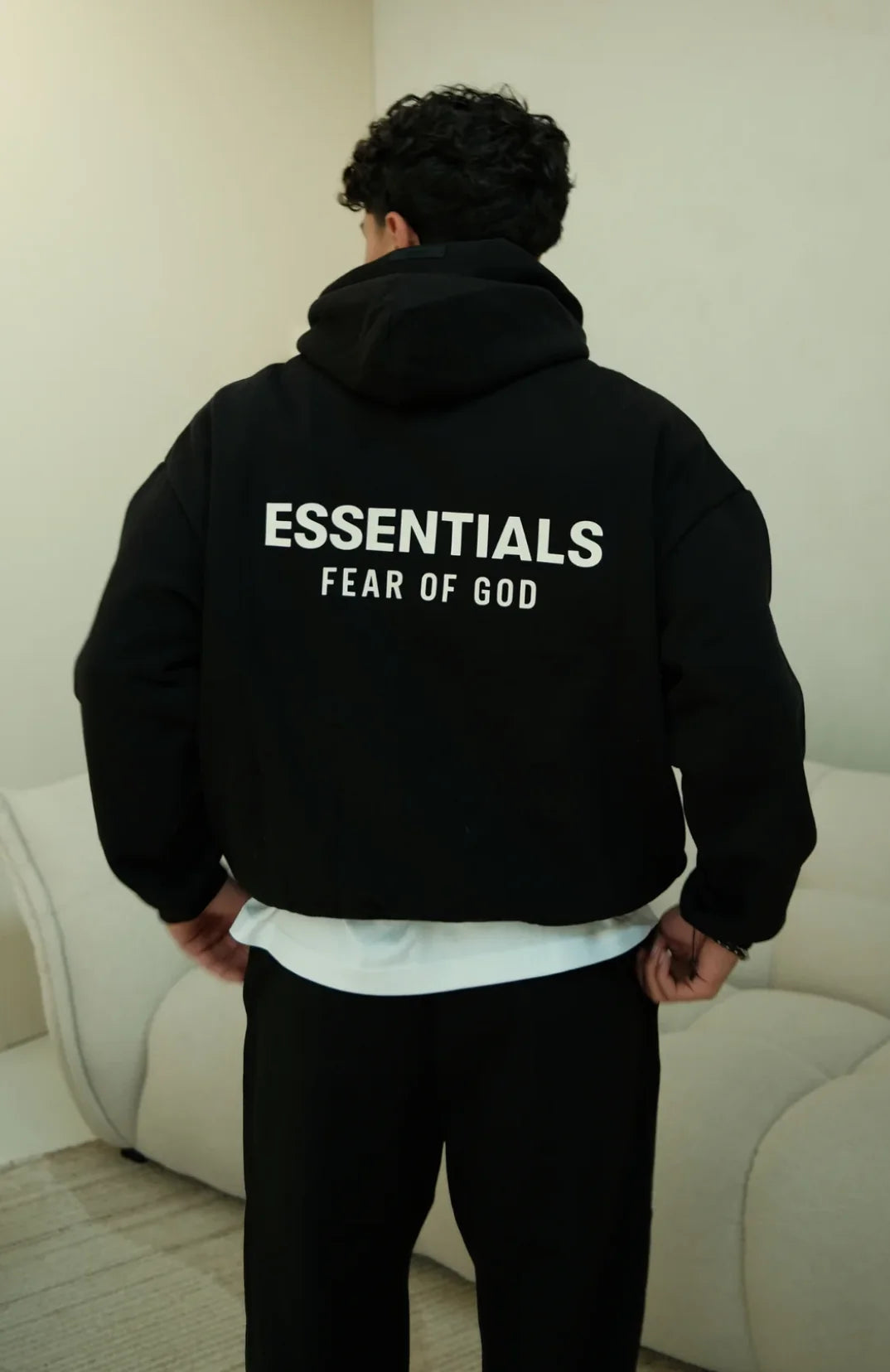 Fear of God Essentials Hoodie – Black / White