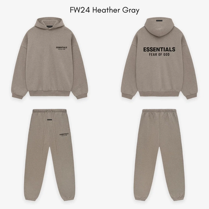 Fear of God Essentials FW24 Heather Grey front back and matching pants