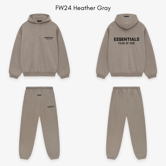 Fear of God Essentials FW24 Heather Grey front back and matching pants