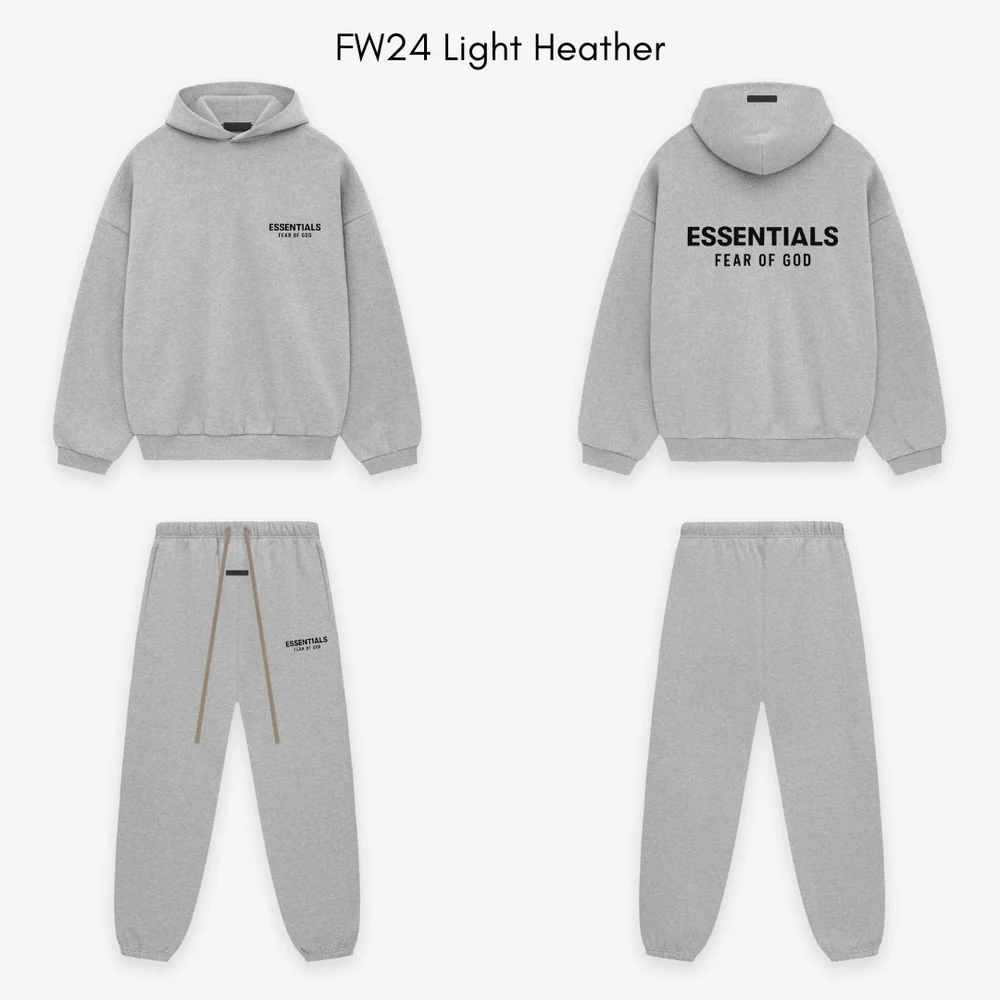 Fear of God Essentials FW24 Light Heather front back and matching pants