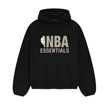 Fear of God Essentials NBA Black Grey Hoodie front